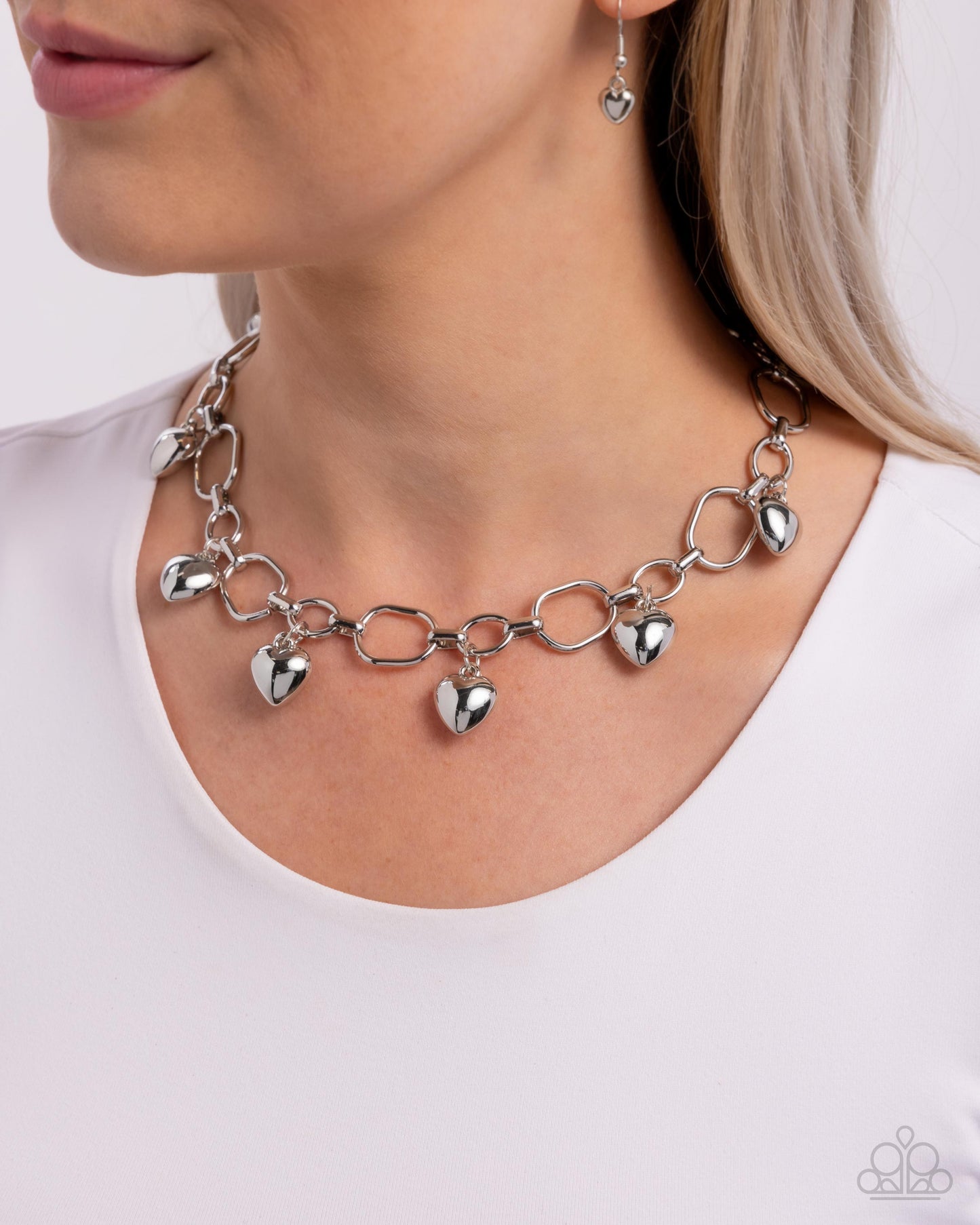 Hey Lover - Silver Hearts Necklace