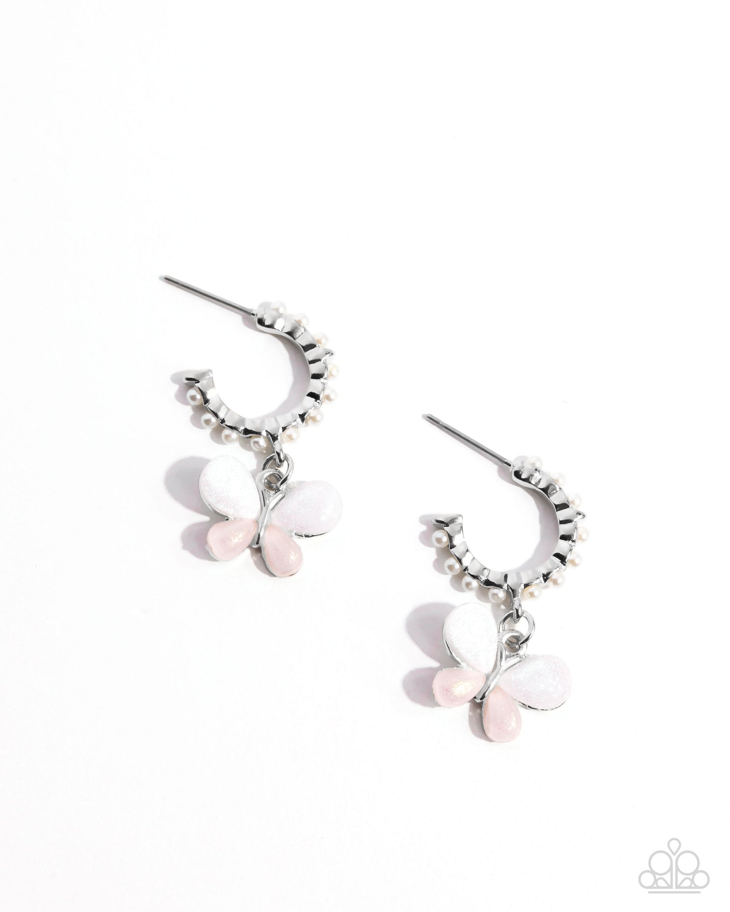 Fly to Your Heart - Silver w/Pink Earrings