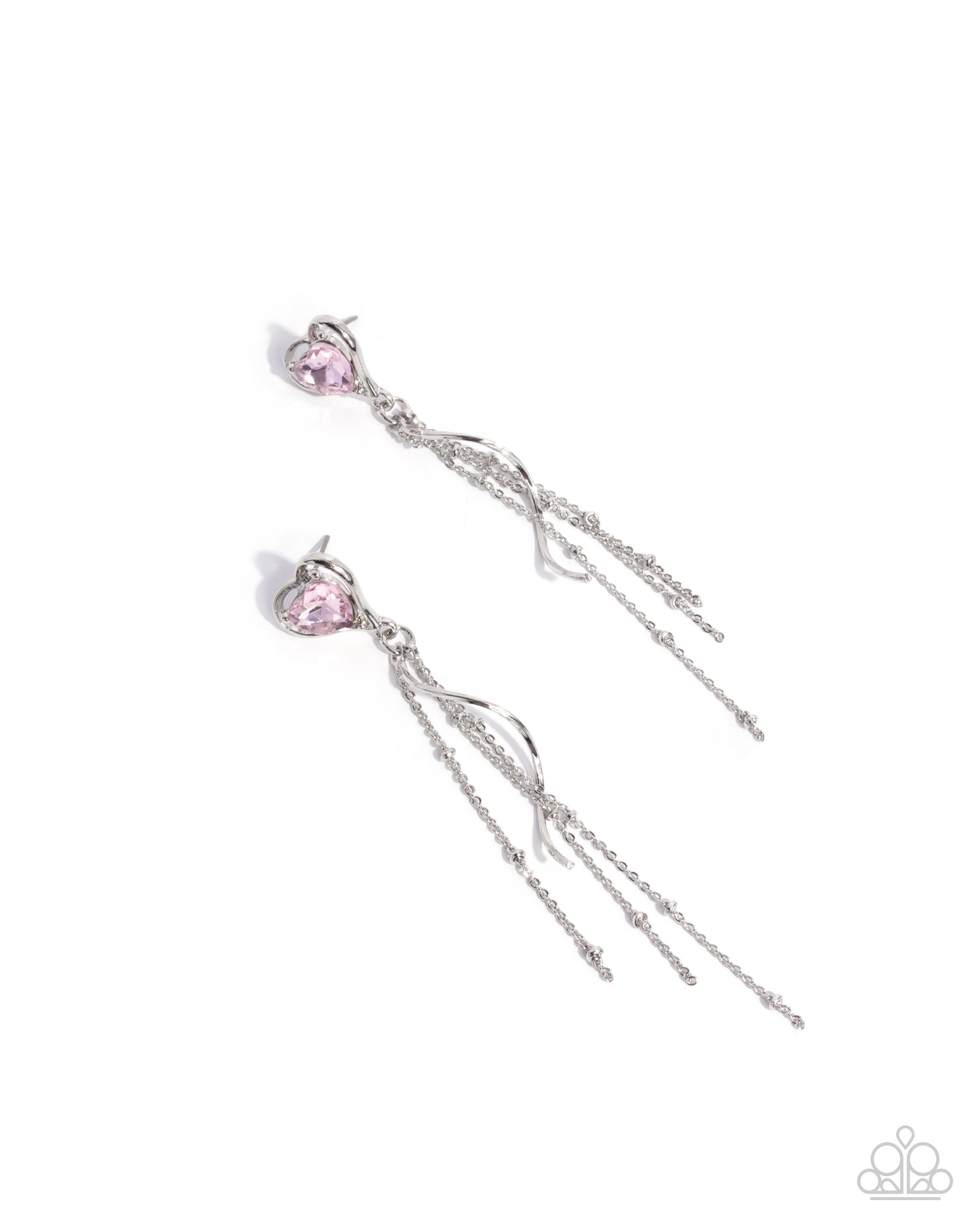 Simply Smitten - Silver w/Pink Heart Earrings