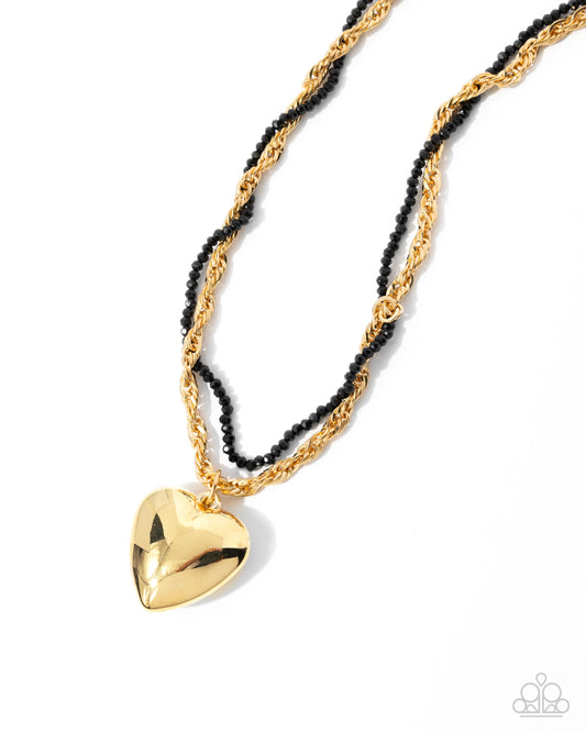 Falling Slowly - Gold & Black Heart Necklace