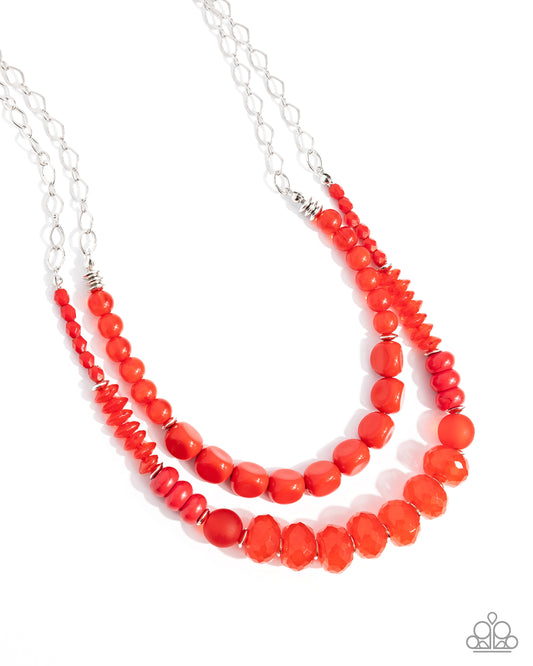 Malibu Minuet - Silver w/Red Necklace