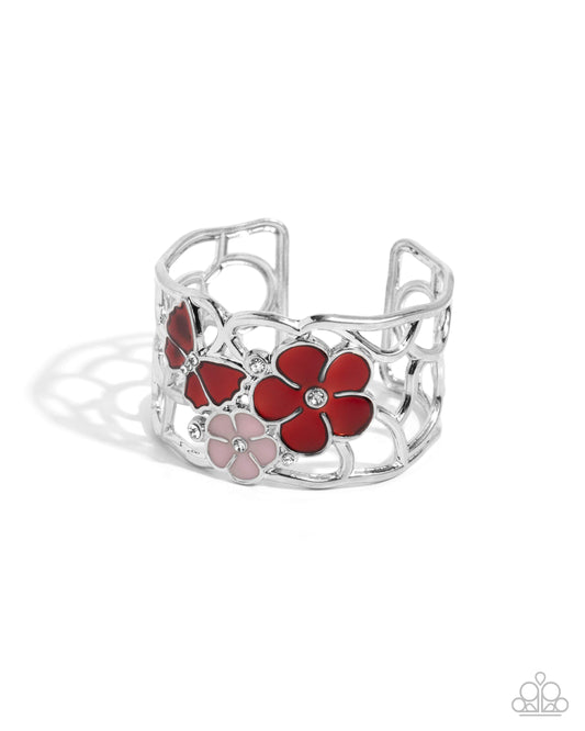 Whimsical Watercolor - Silver w/Red Bracelet