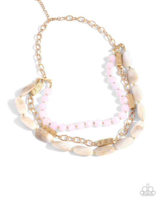 Eclectic Effect -Gold w/Creams & Pink Necklace
