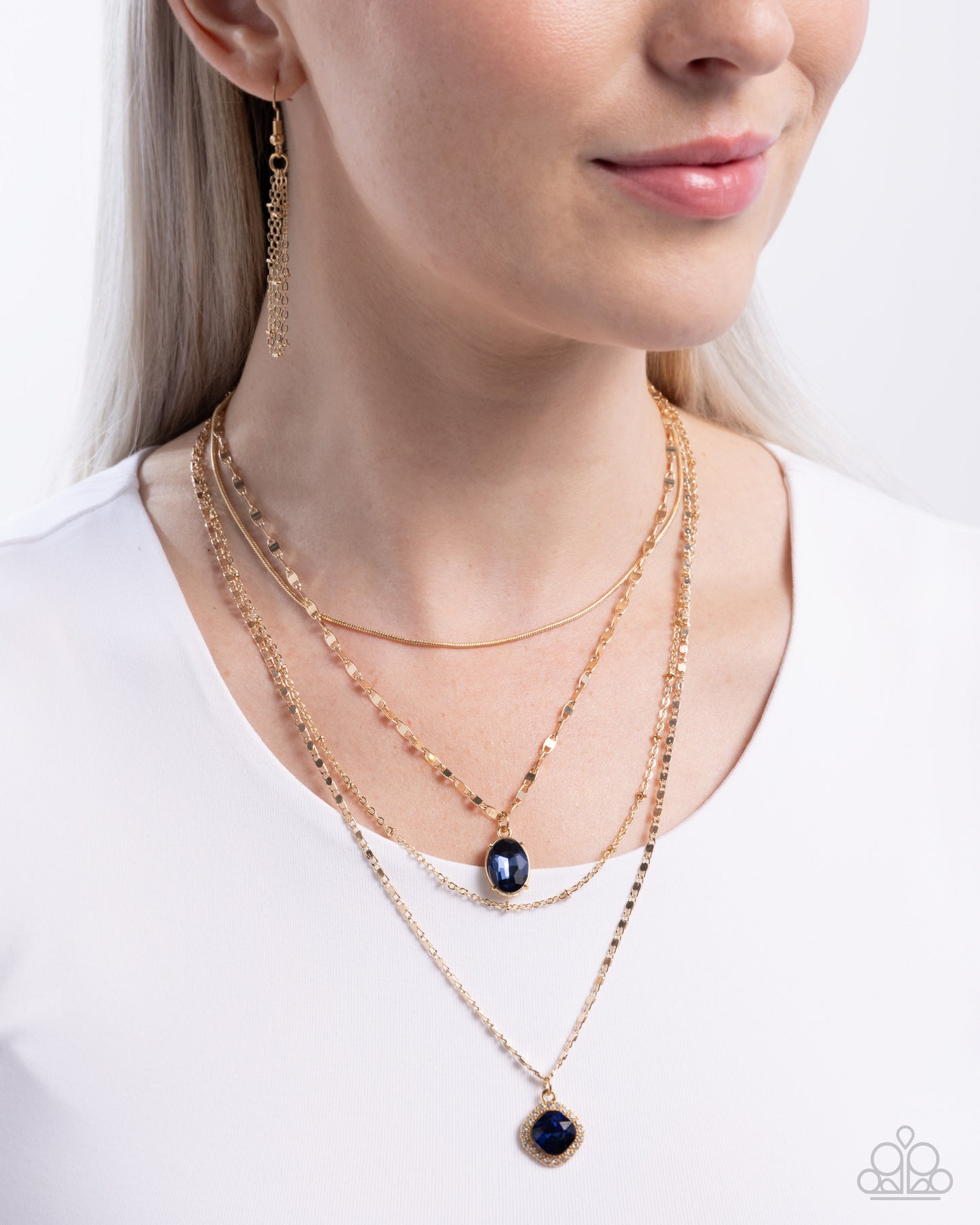 Four-Part Harmony - Gold w/Navy Blue Necklace