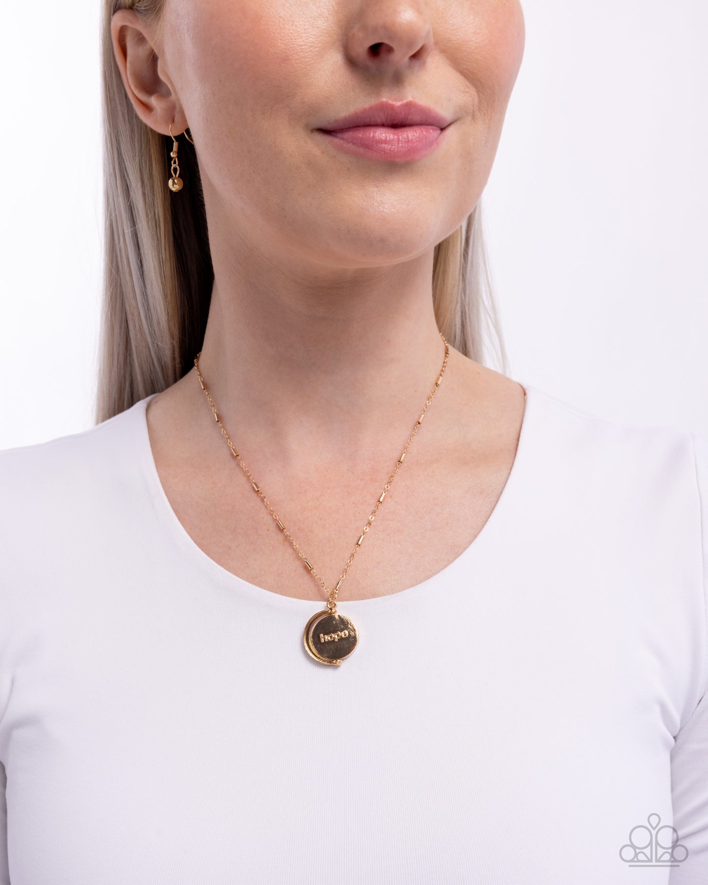 Hopeful Story - Gold Necklace - Double sided pendant