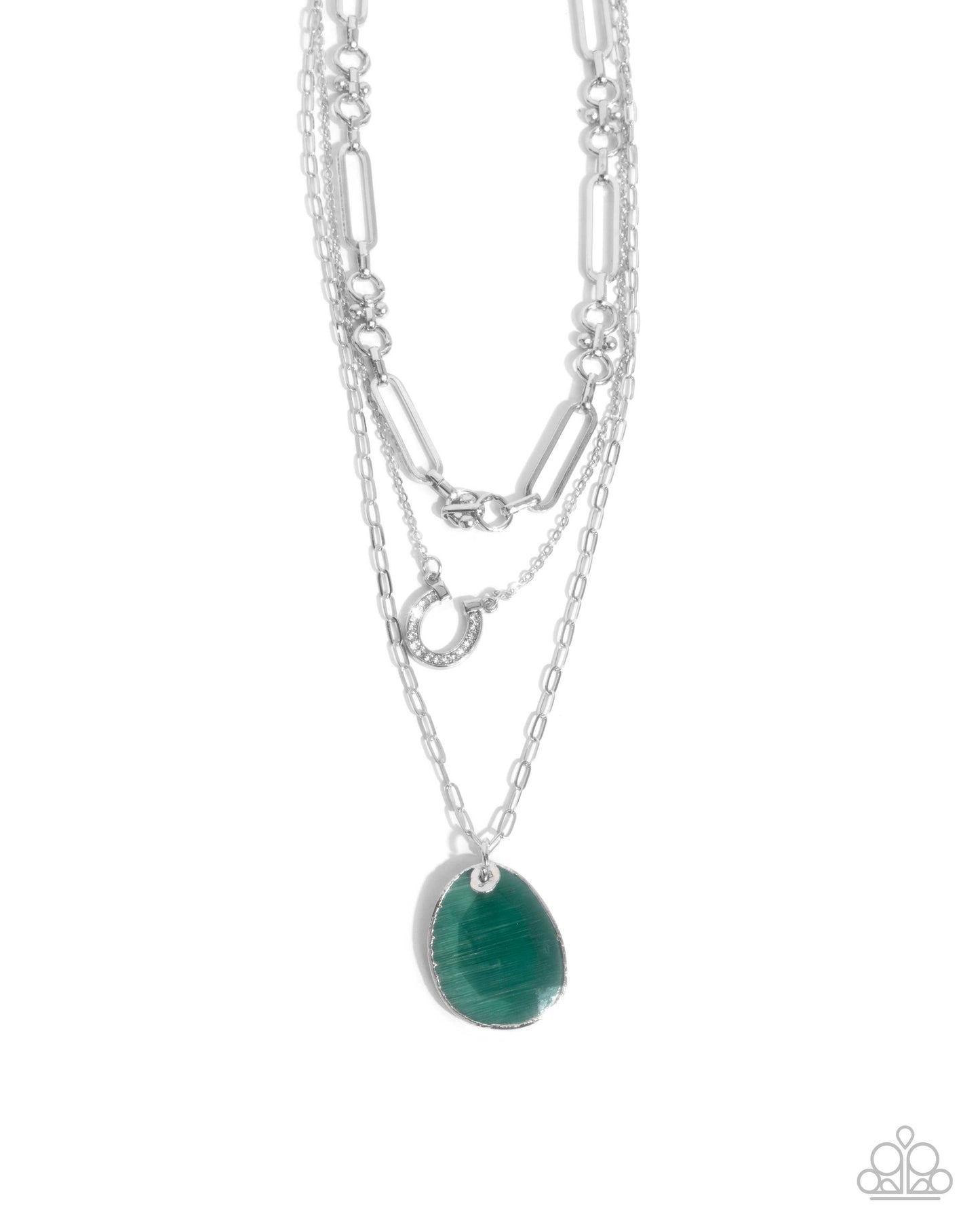 Western Wheelhouse - Silver w/Green Horseshoe Necklace