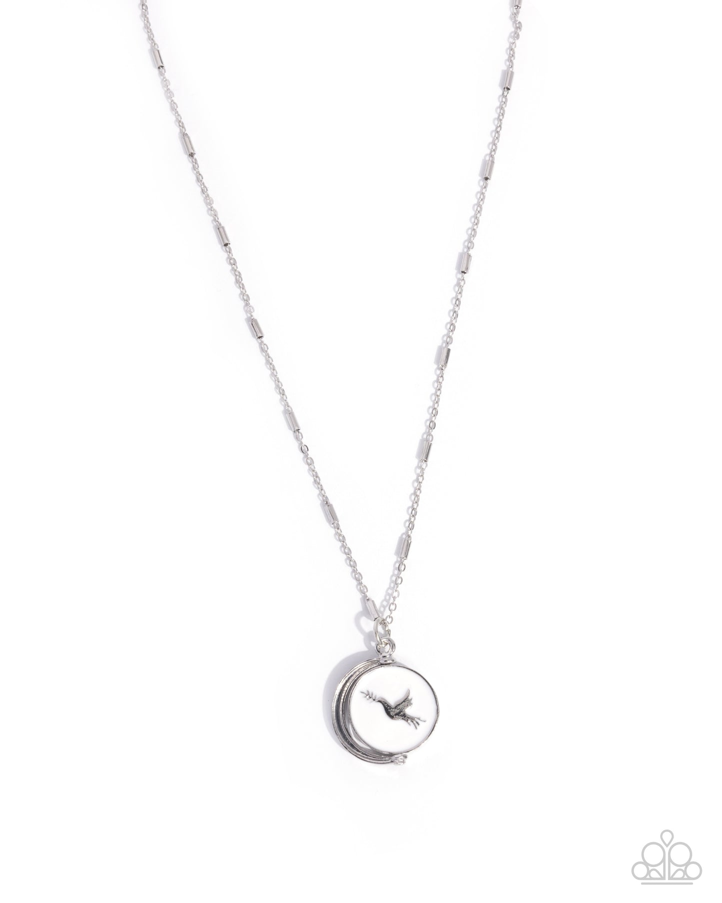Hopeful Story -Silver w/White Necklace - Double sided pedant