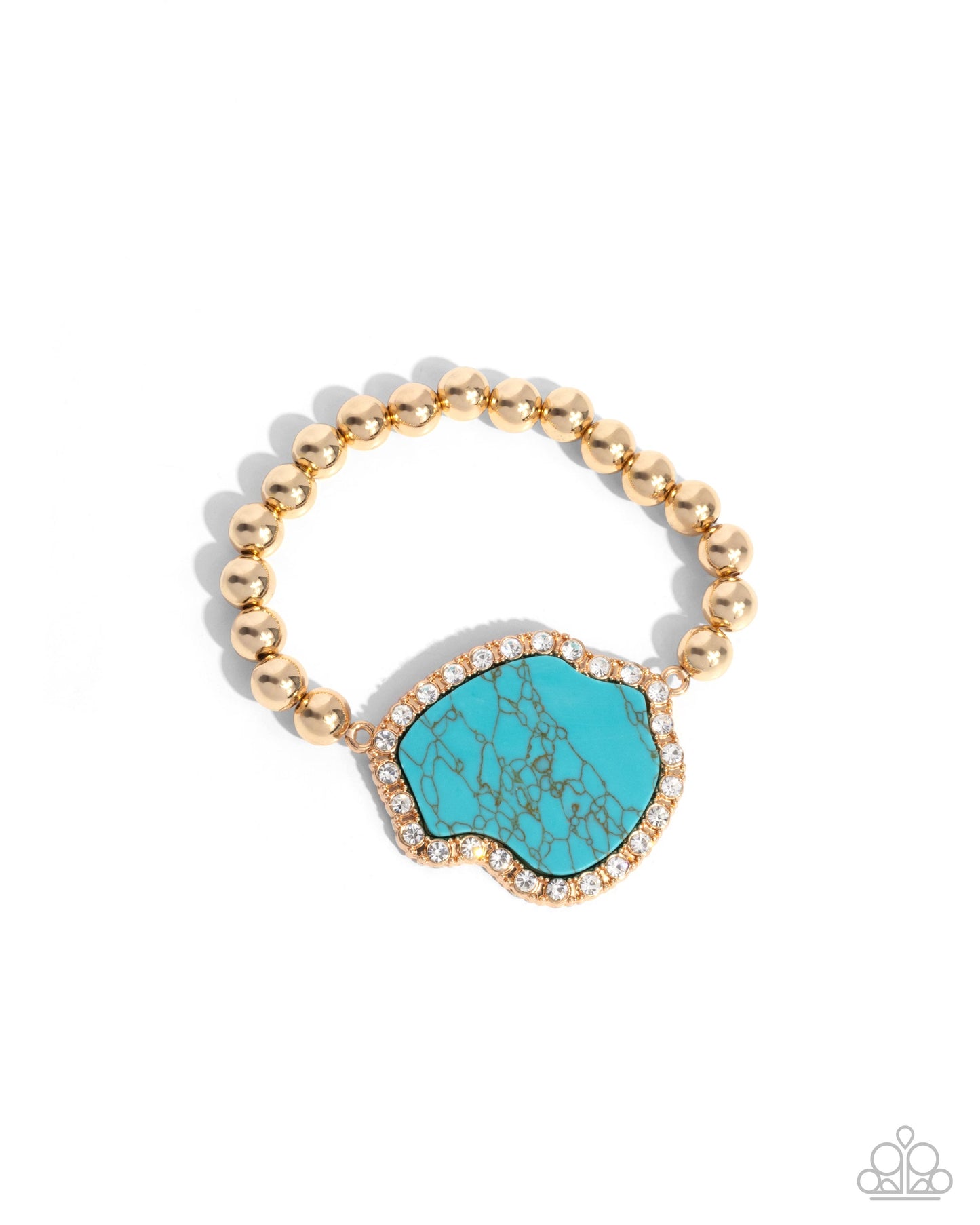 Complete Look - Gold w/Turquoise Stone Necklace & Bracelet Set