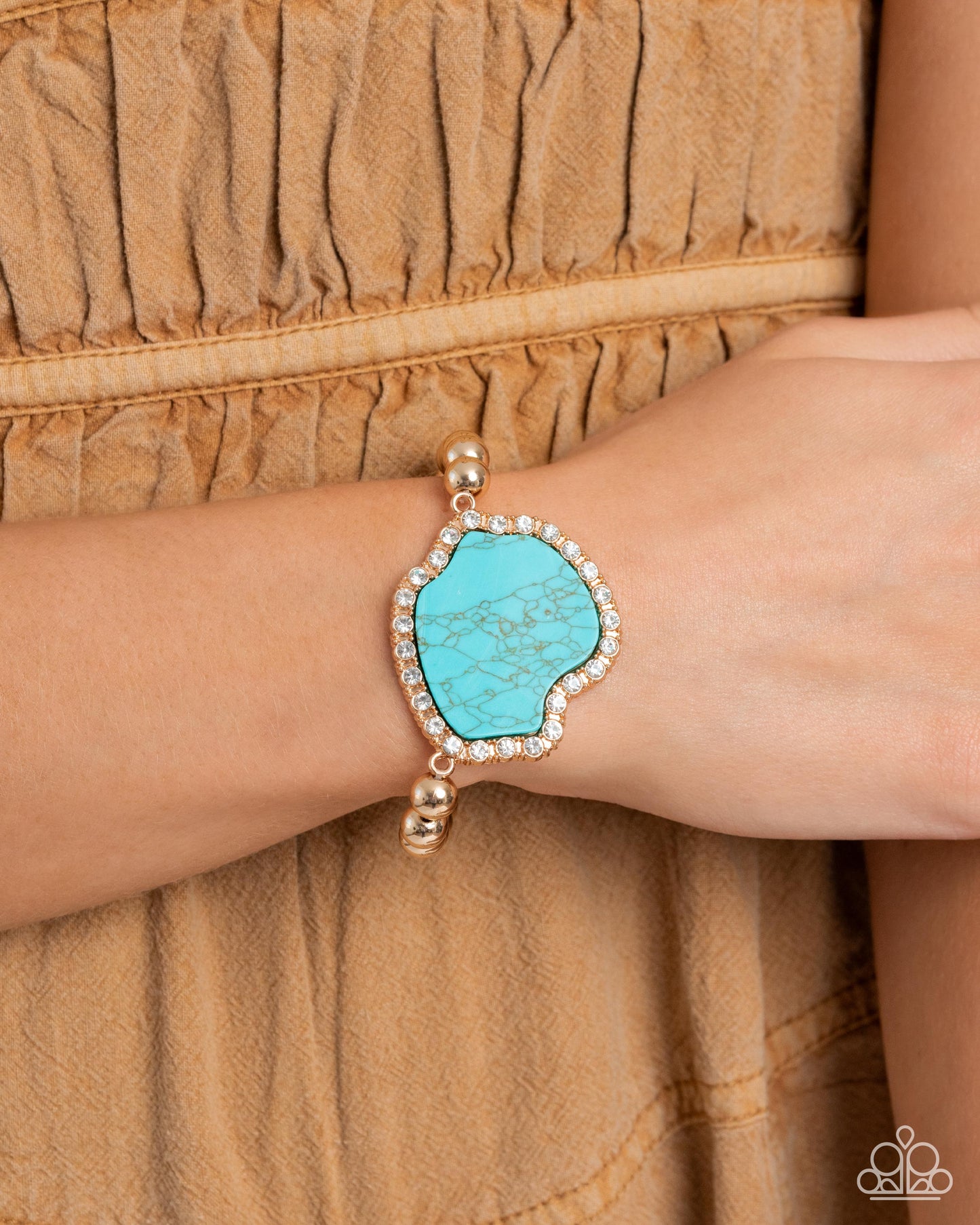 Complete Look - Gold w/Turquoise Stone Necklace & Bracelet Set