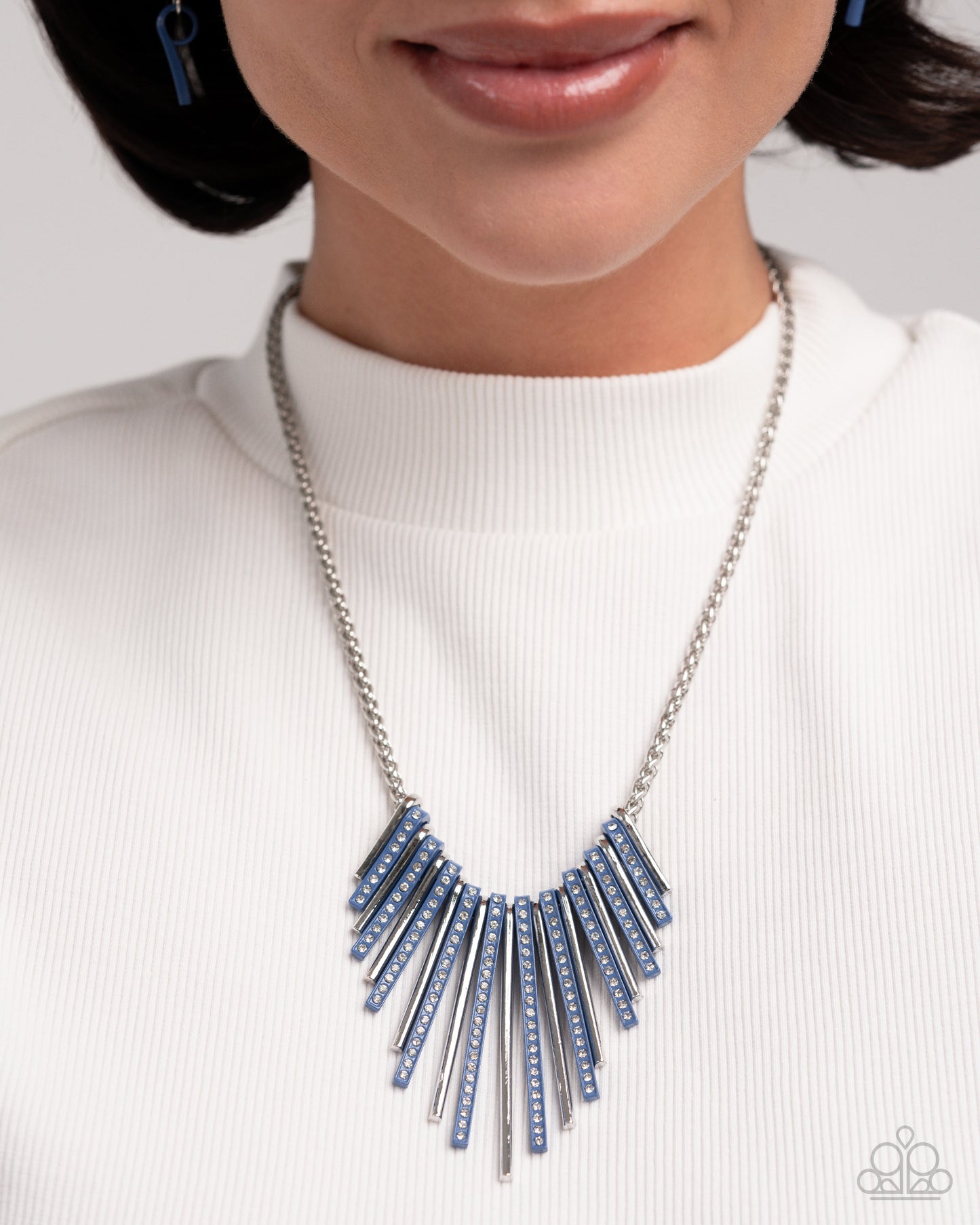 Complete Look - Necklace & Bracelet Set Silver w/ Blue
