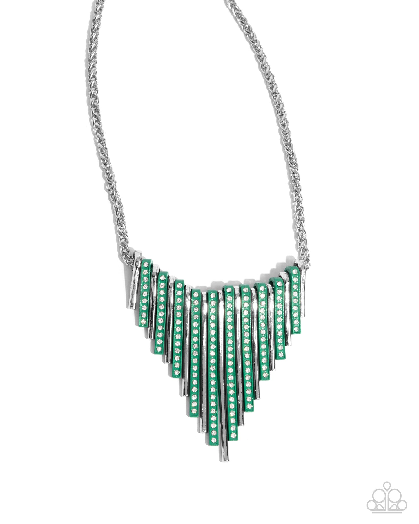Complete Look -Necklace & Bracelet Set Silver w/Green