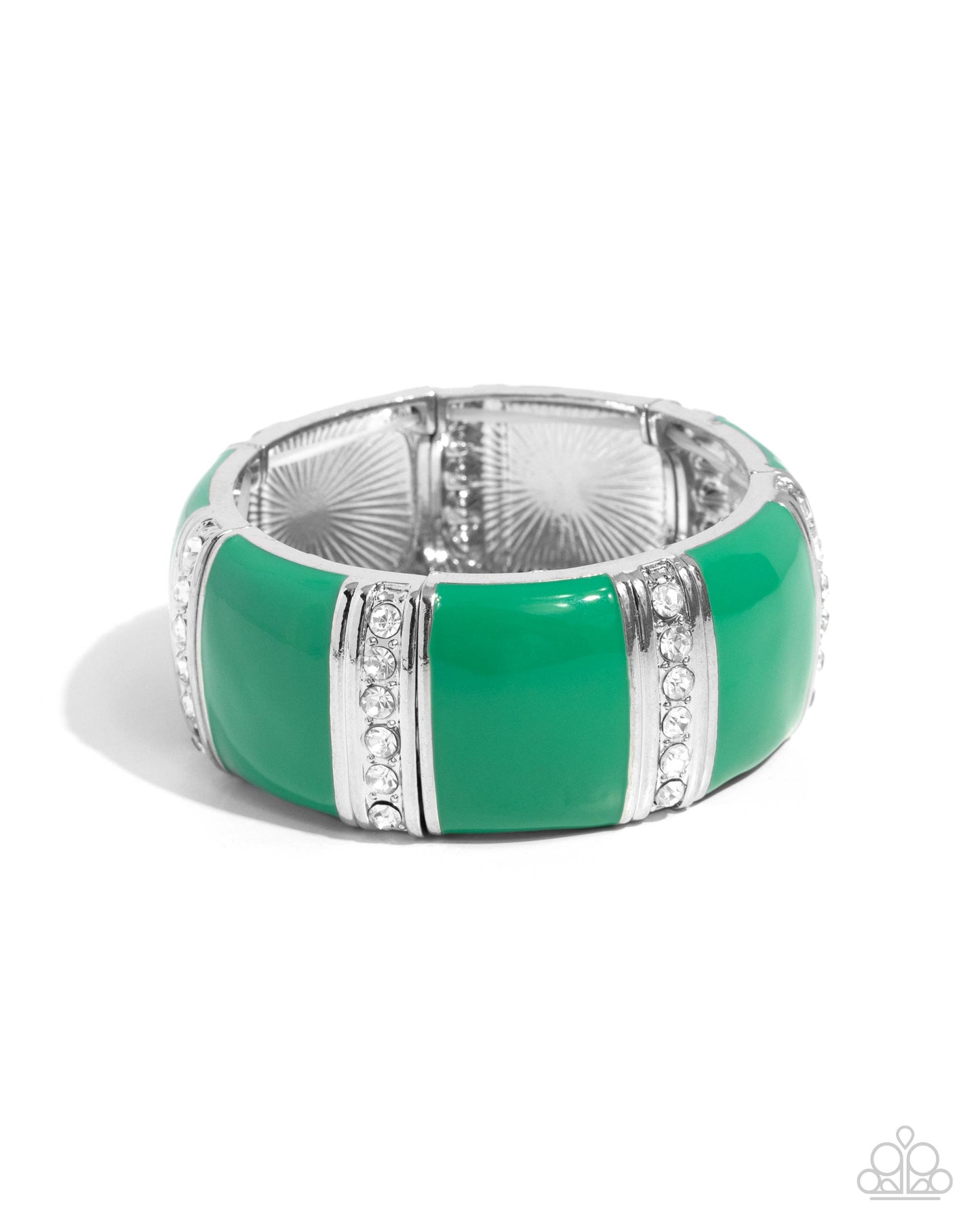 Complete Look -Necklace & Bracelet Set Silver w/Green