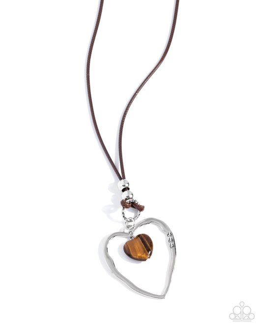 Lovely to Sit With You - Brown w/Silver Heart Necklace