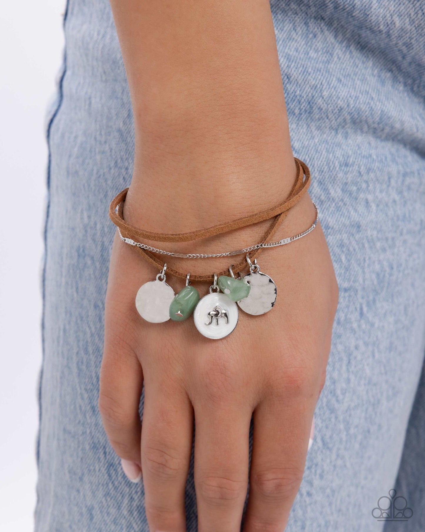 Serene Stroll - Suede Strands w/Silver & Green Bracelet