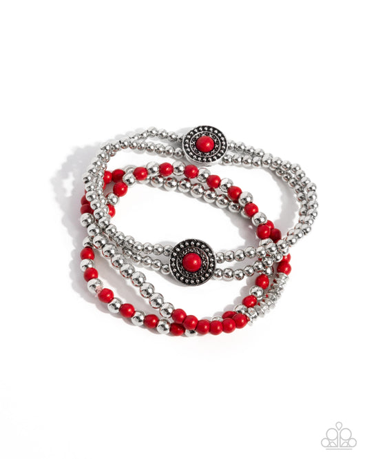 Bundle Up - Silver w/Red Bracelet