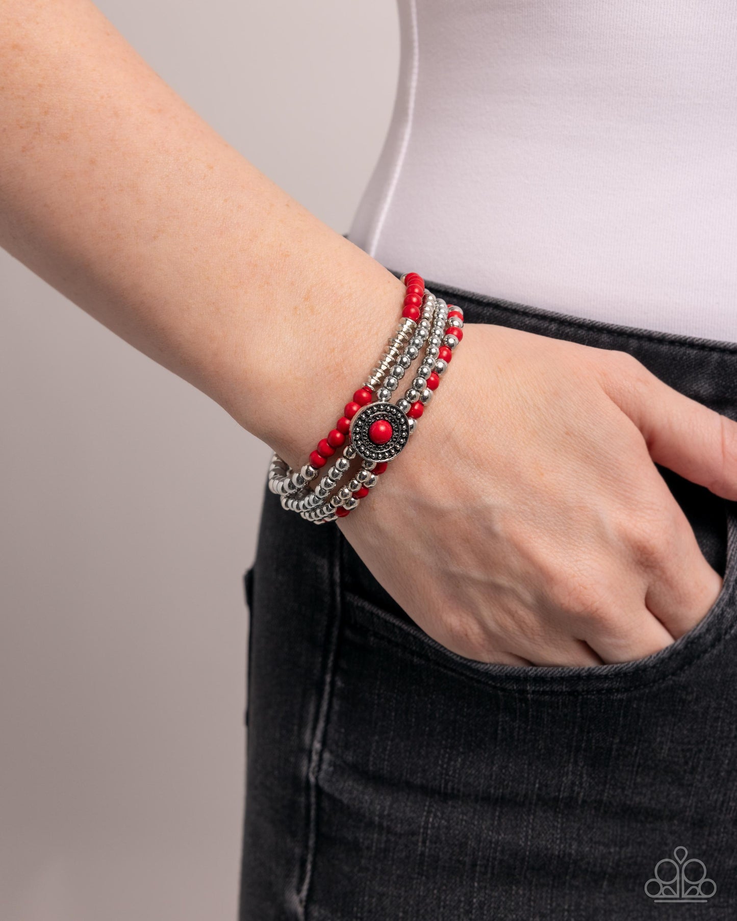 Bundle Up - Silver w/Red Bracelet