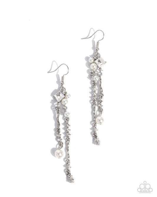 Glowing Gamut - Silver w/White Pearls Earrings