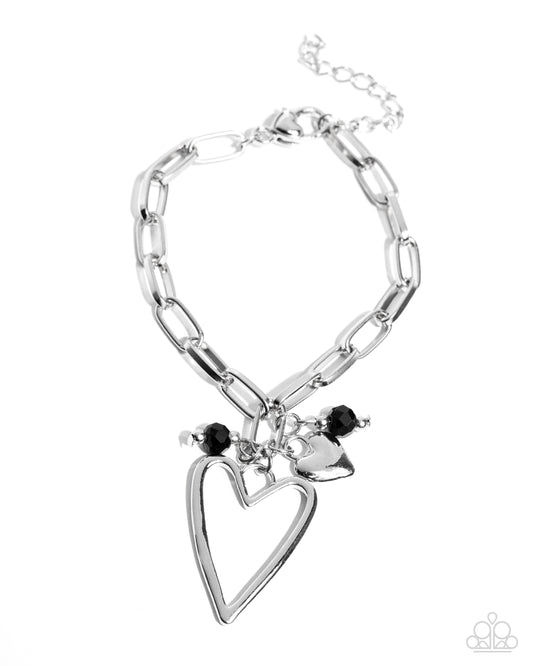Emotional Eloquence - Silver Heart w/Black Beads Bracelet