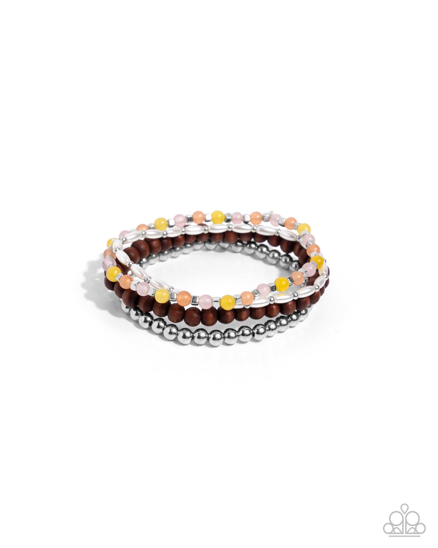 Could Have Been Me - Silver, Wooden & Orange Multi Bracelet