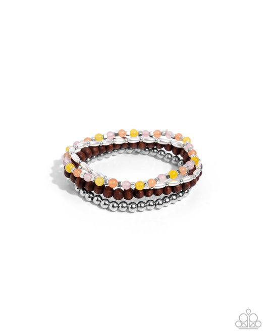 Could Have Been Me - Silver, Wooden & Orange Multi Bracelet