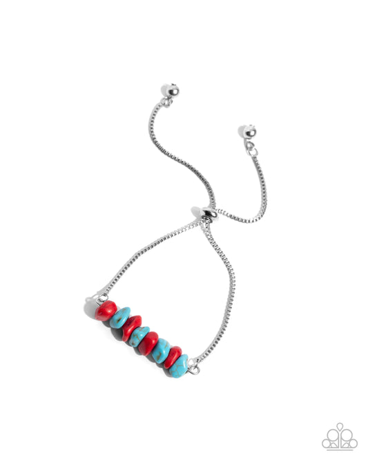 Conquering Canyon - Silver w/Red & Turquoise Bracelet