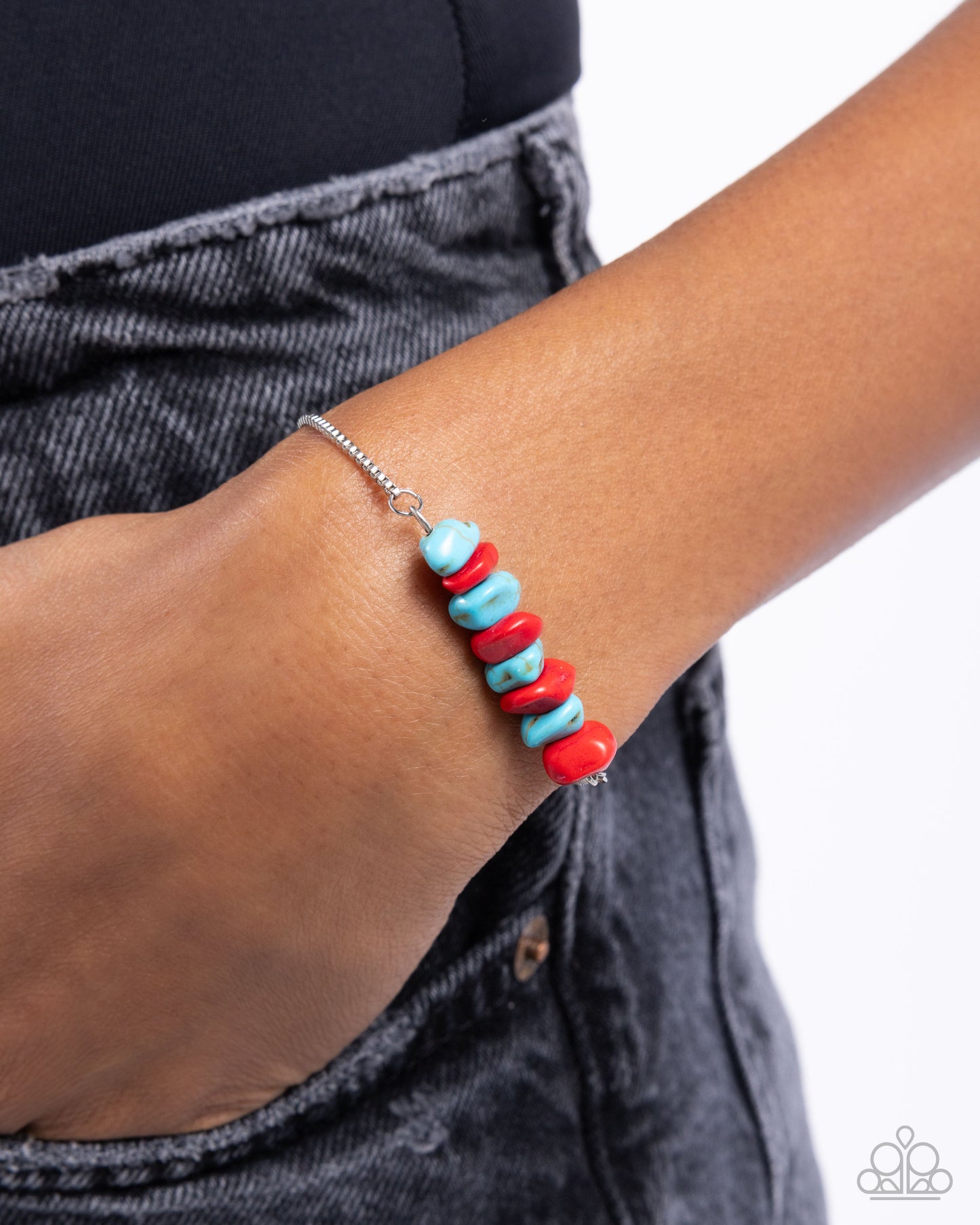 Conquering Canyon - Silver w/Red & Turquoise Bracelet