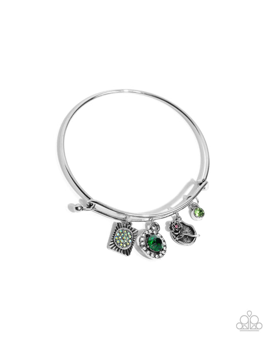 Playful Pageantry - Silver w/Green Bracelet