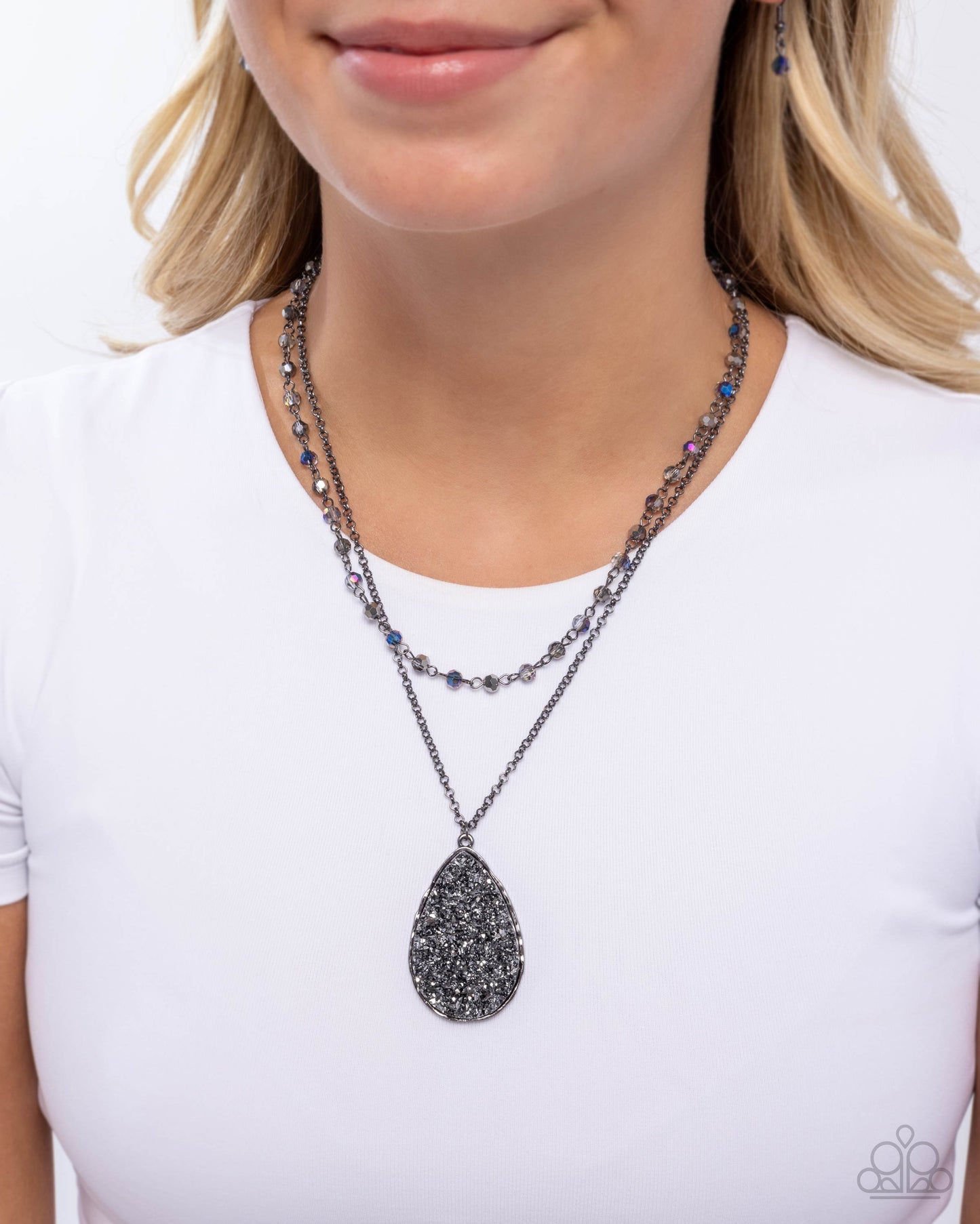 Druzy Delight - Gunmetal Necklace