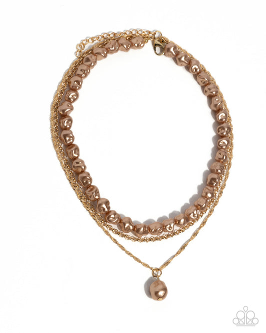 Baroque Bling - Gold w/goldtone Pearl Necklace