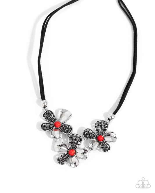 Woven Welcome - Black w/Red Necklace
