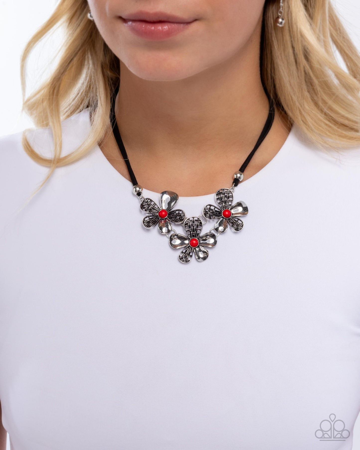Woven Welcome - Black w/Red Necklace