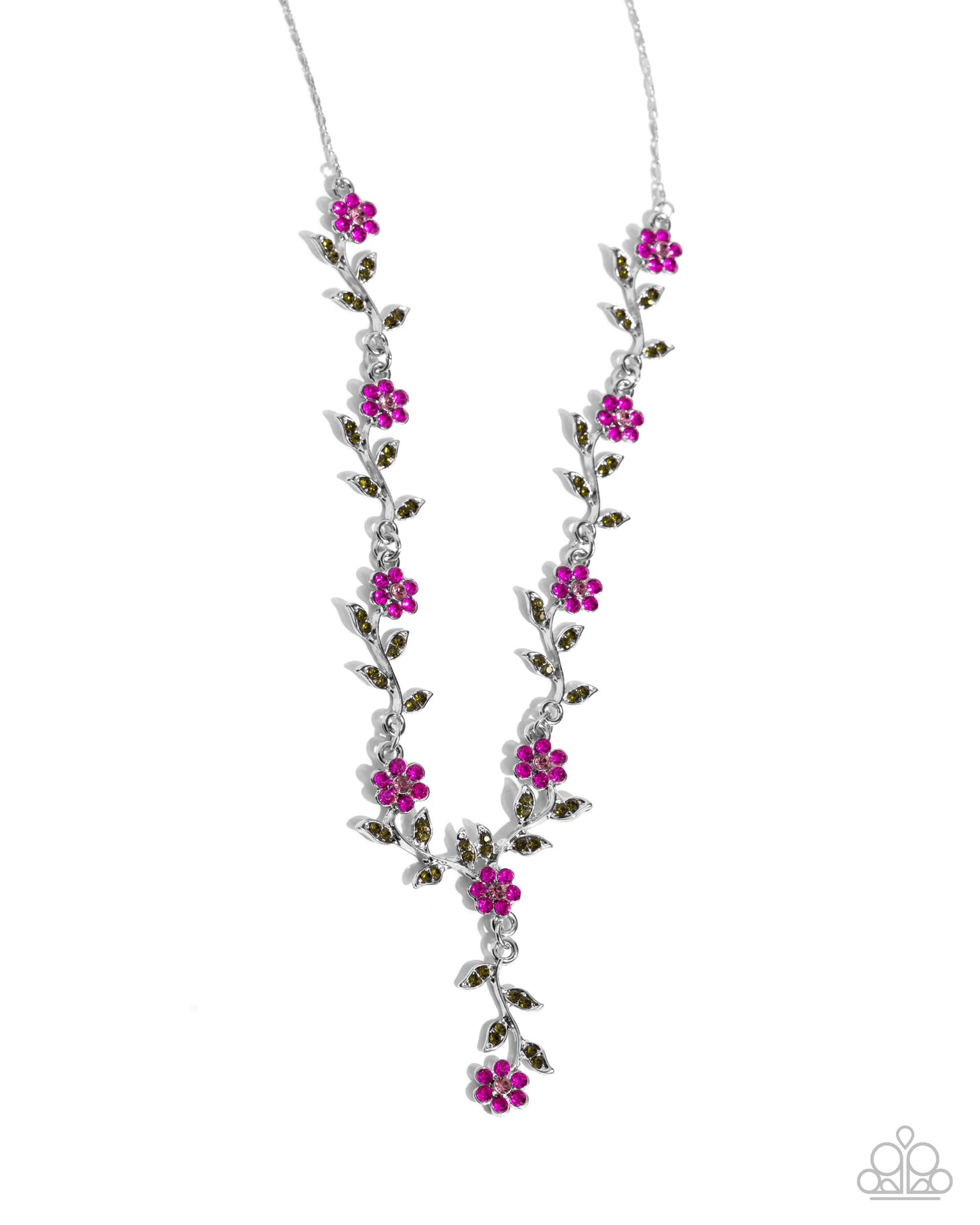 Complete Look Silver w/Pink Roses Necklace & Bracelet Set