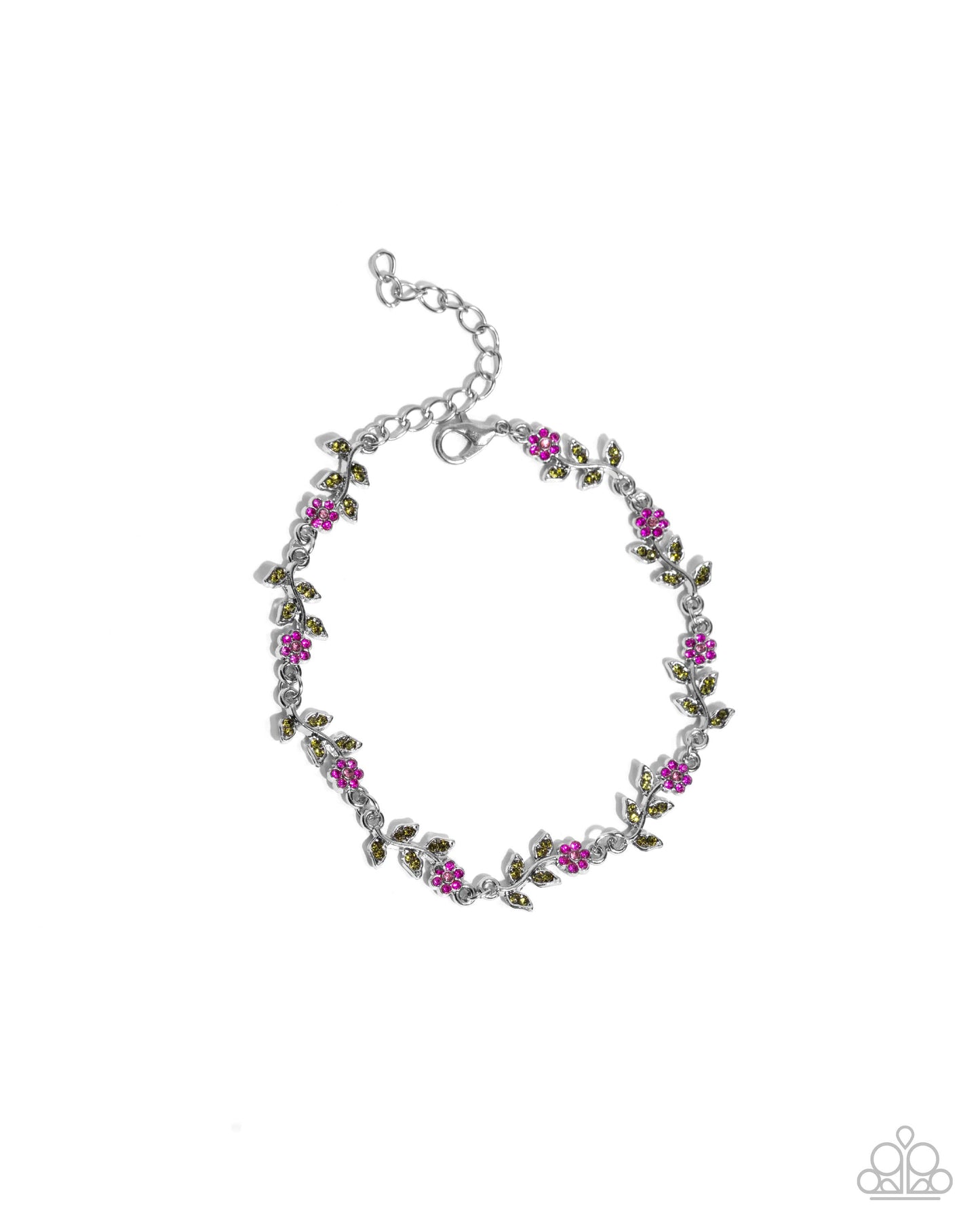 Complete Look Silver w/Pink Roses Necklace & Bracelet Set