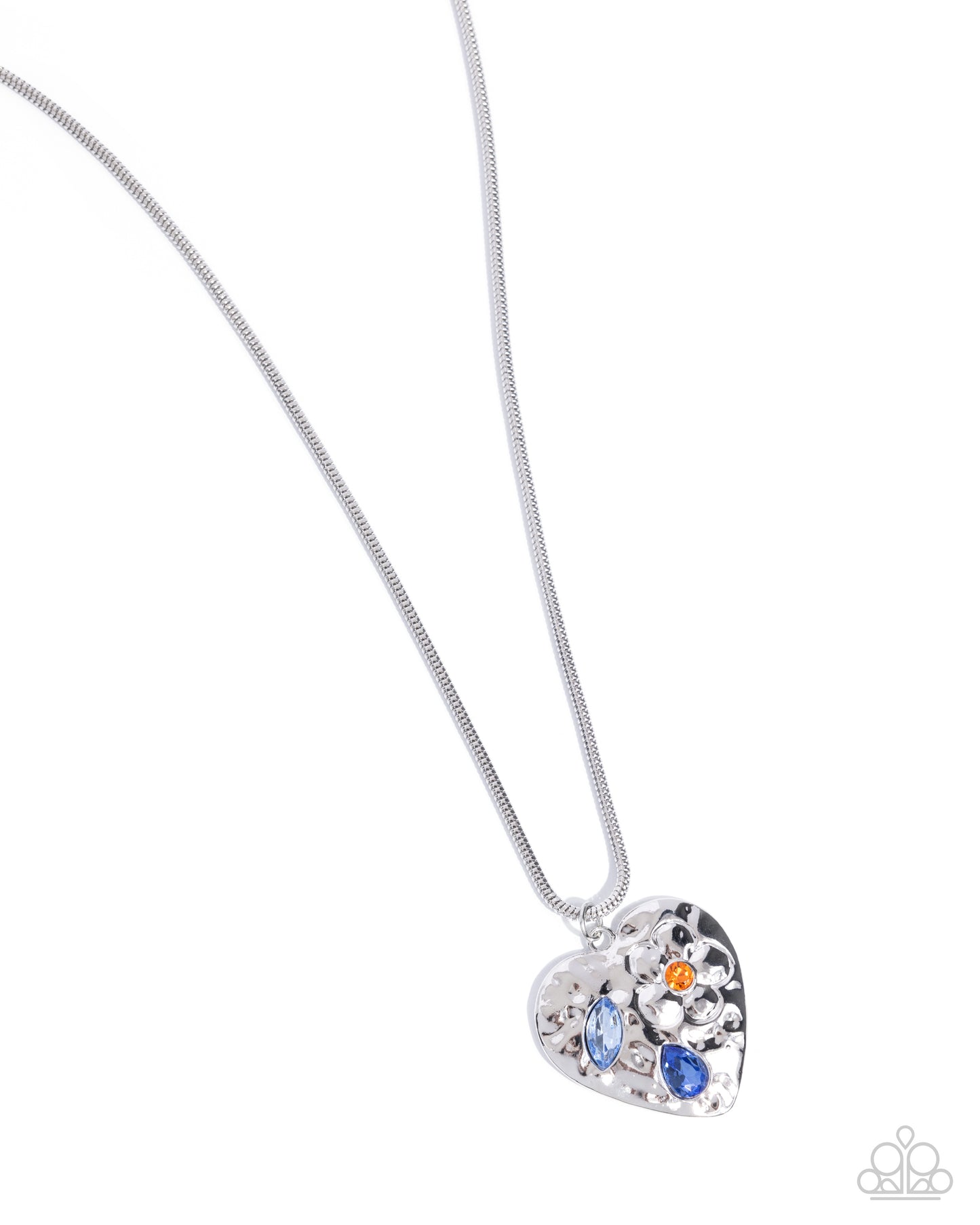 Outgoing Opulence -Silver w/Blue Heart Necklace
