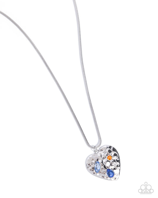 Outgoing Opulence -Silver w/Blue Heart Necklace
