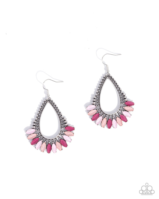 Pronged Pattern - Pink Earrings
