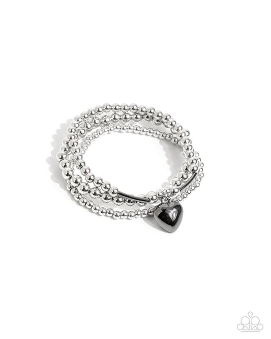 Engaged Explorer - Silver w/gunmetal Heart Bracelet