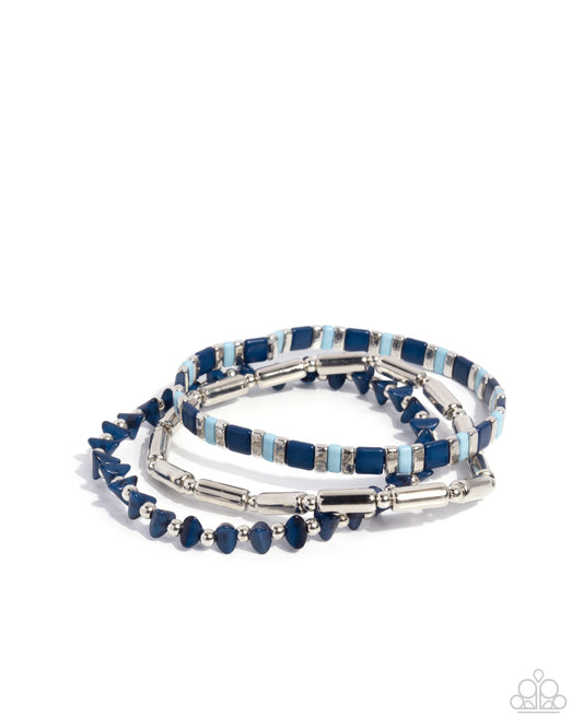 Serendipitous Stack - Silver w/Blue Bracelet