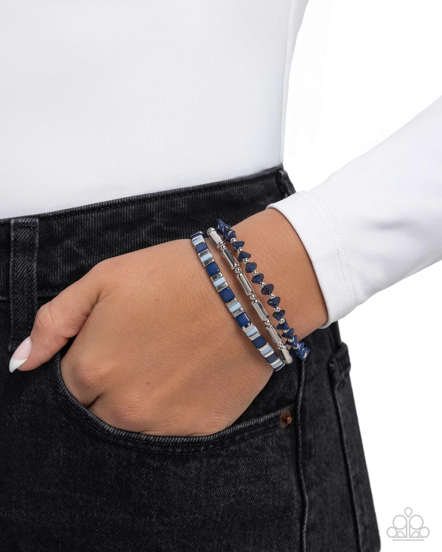Serendipitous Stack - Silver w/Blue Bracelet