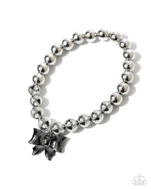 Young Lady - Silver w/gunmetal Bow Bracelet