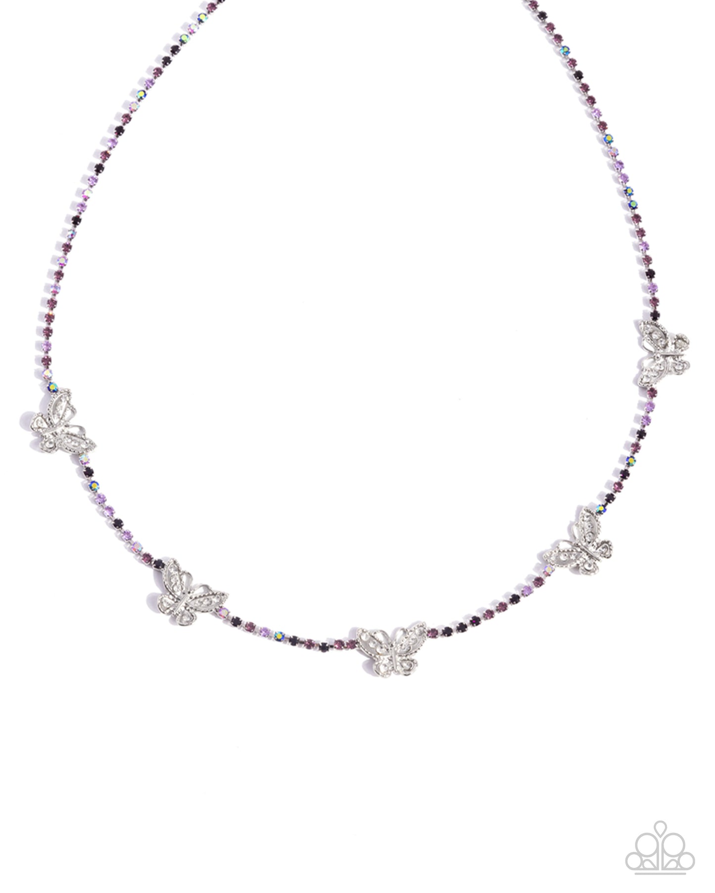 FANCIFUL of Life - Purple w/Silver Butterflies Necklace