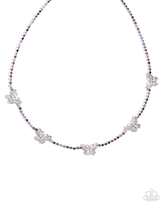 FANCIFUL of Life - Purple w/Silver Butterflies Necklace