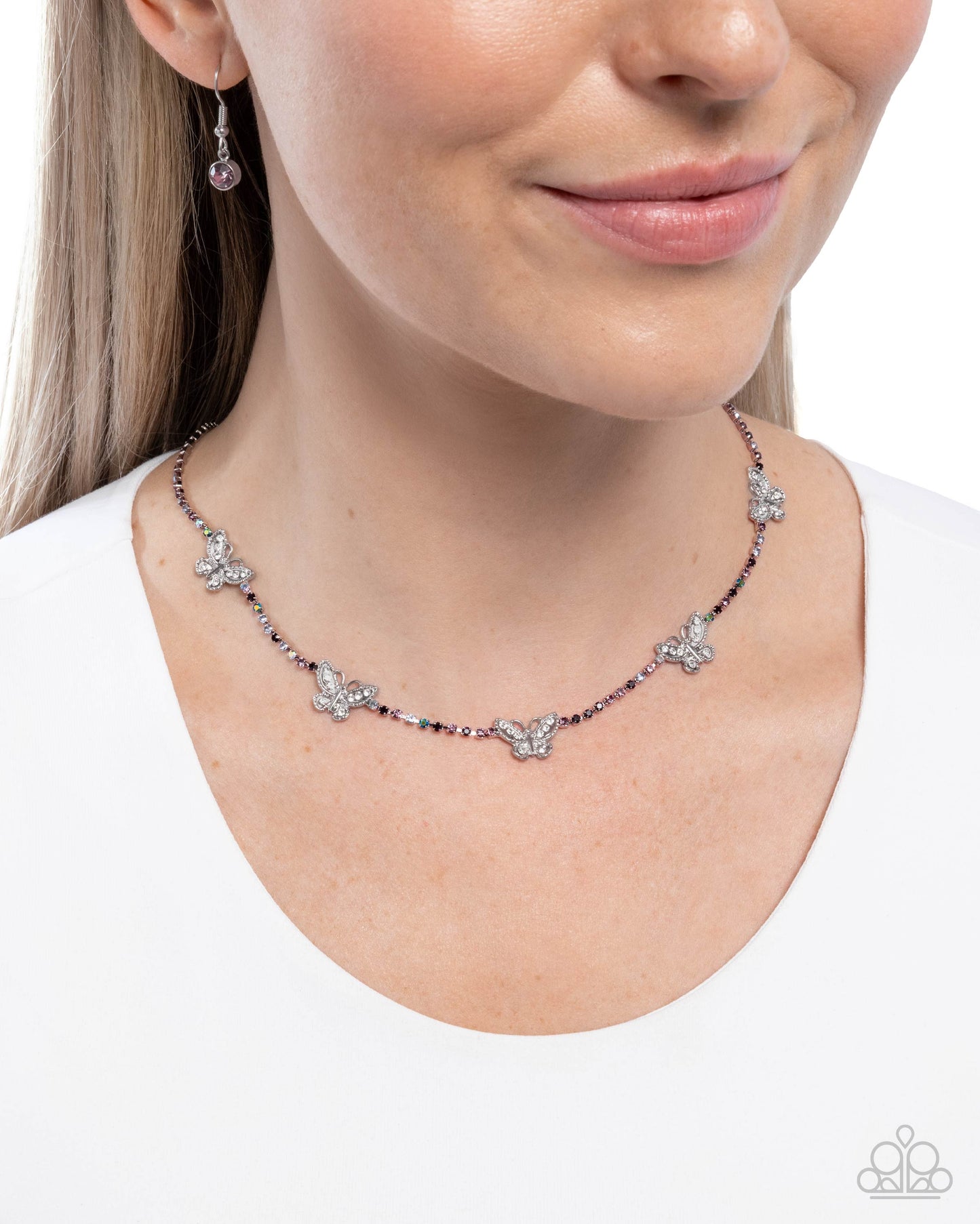 FANCIFUL of Life - Purple w/Silver Butterflies Necklace