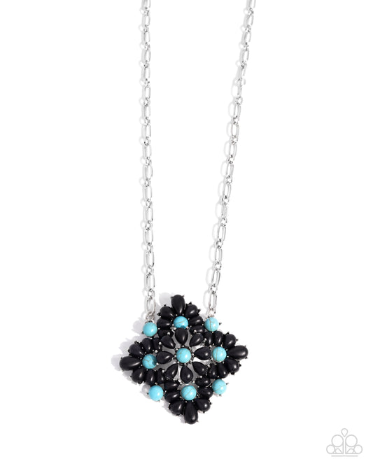 Stony Strength - Silver w/Black & Turquoise Necklace