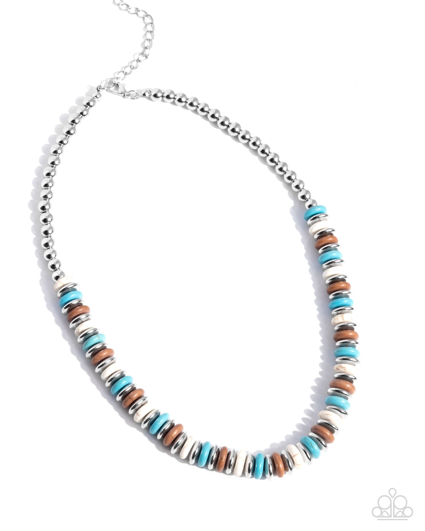 Straightforward Stones - Silver w/Turquoise, Cream, & Brown Stone Necklace