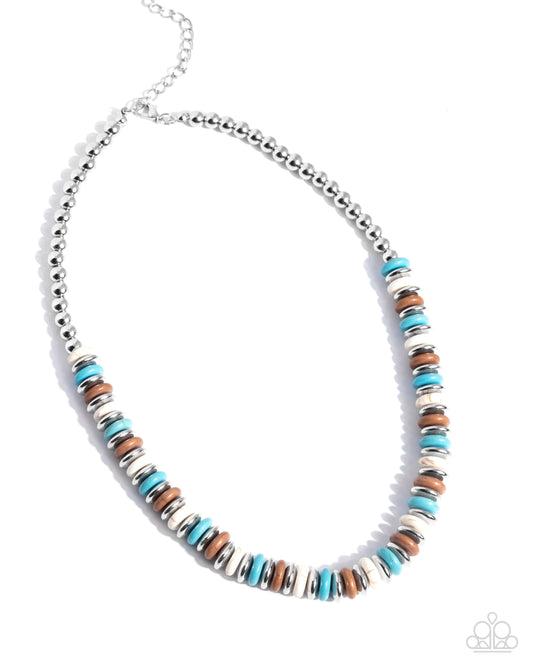 Straightforward Stones - Silver w/Turquoise, Cream, & Brown Stone Necklace