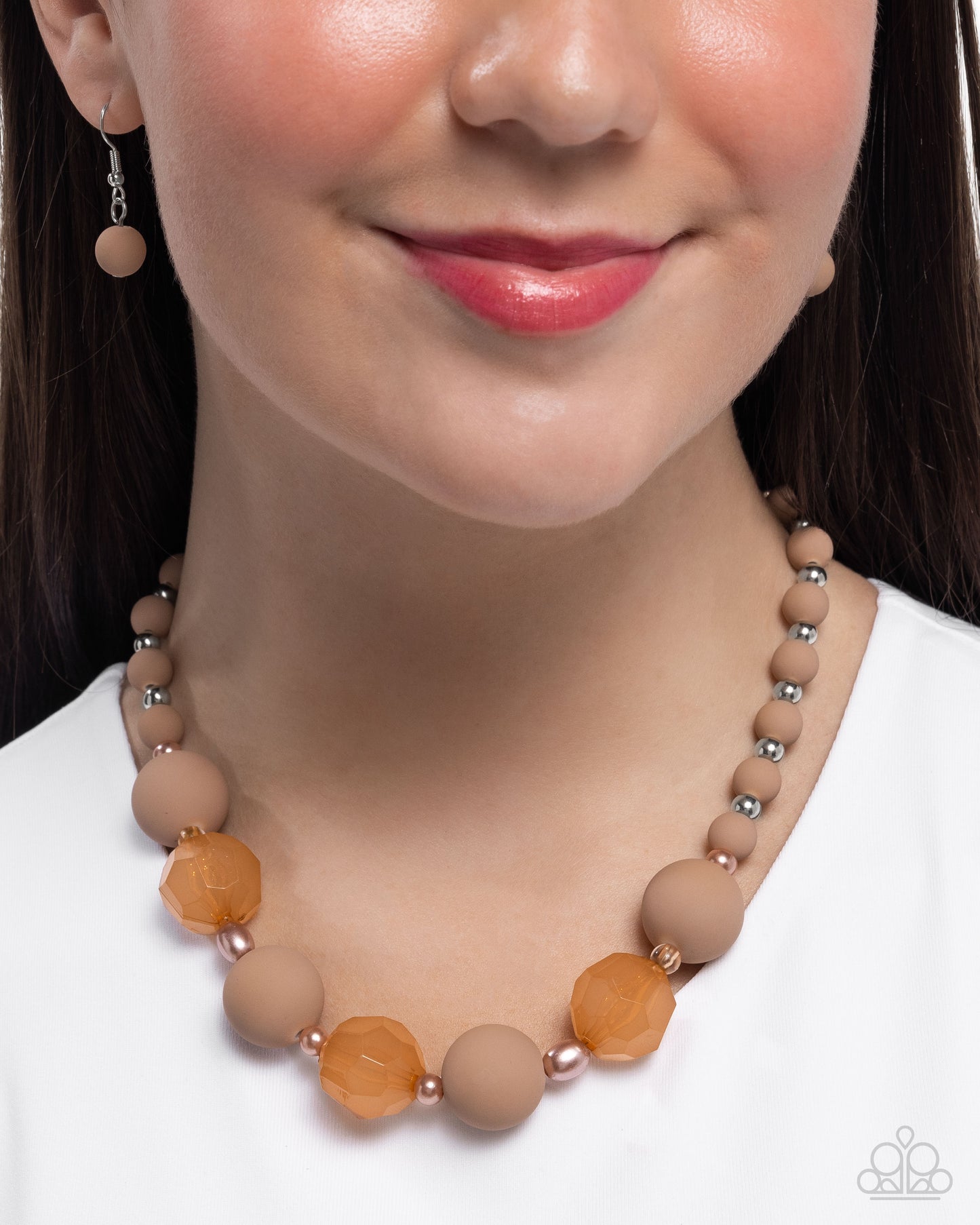 Suddenly Slanted - Tan Necklace
