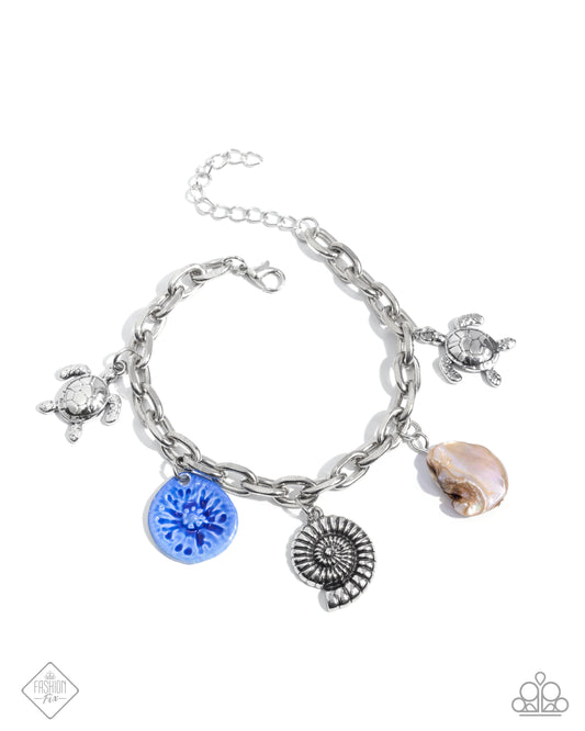 Coastal Connoisseur - Silver w/Blue Charm Bracelet