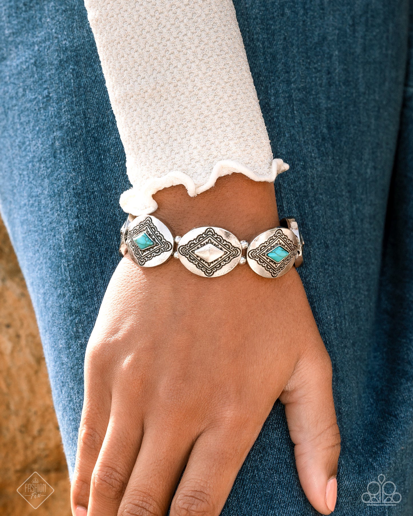 Elemental Example - Silver w/Turquoise Stone Bracelet