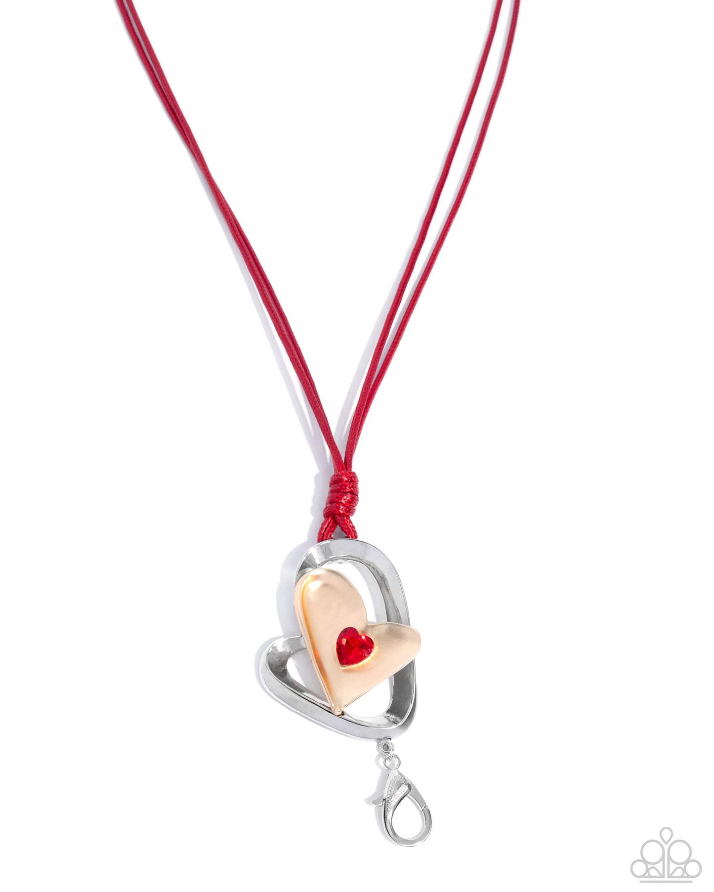 Tilted Tranquility - Red Heart Necklace-Lanyard